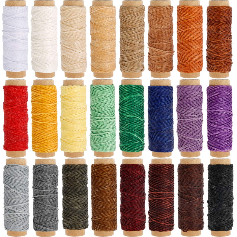JANYUN JANYUN 792 Yards 24 Colors Leather Sewing Waxed Flat Cord Thread for Leather Craft DIY SuppliesEach of 33 Yards