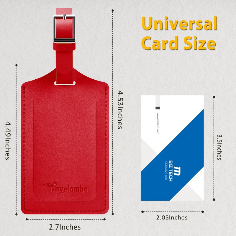 Travelambo Luggage Tags for Suitcases Faux Leather Privacy Protection 2 Pack Bag Tags Travel Accessories Essential, Deep Red - Image 2