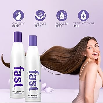 Nisim FAST Hair Growth Shampoo and Conditioner Supercharges Growth for All Hair Types Repairs Damaged Hair Vegan SLSParabenFree 1 Month Supply 300ml x2 - Image 5