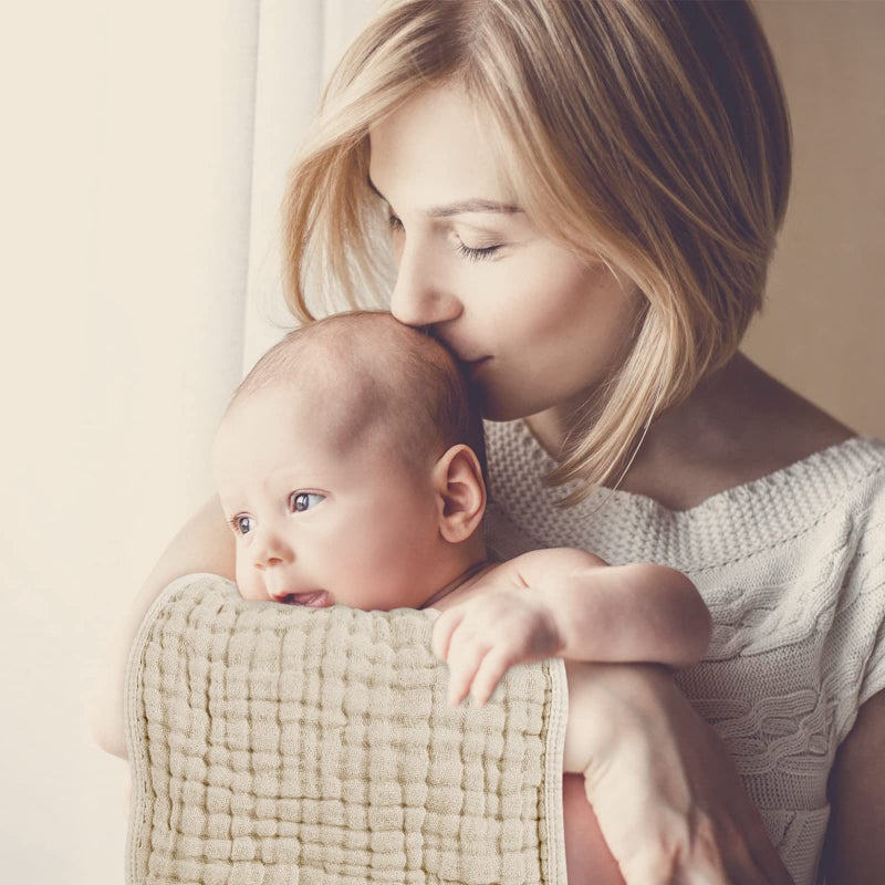 Looxii Muslin Burp Cloths 100% Cotton Muslin Cloths 12 Pack Large 20''x10'' Extra Soft and Absorbent Baby Burping Cloth for Boys and Girls (Apricot+DarkGreen) - Image 5