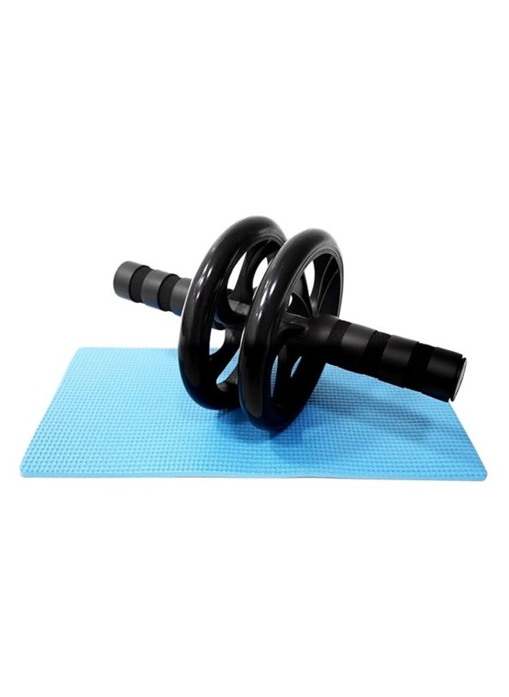 DXB GADGETS Ab Double Wheel Exercise Roller Black Core Strength Stability Trainer For Home Workouts Compact Portable Fitness Equipment  - Image 1