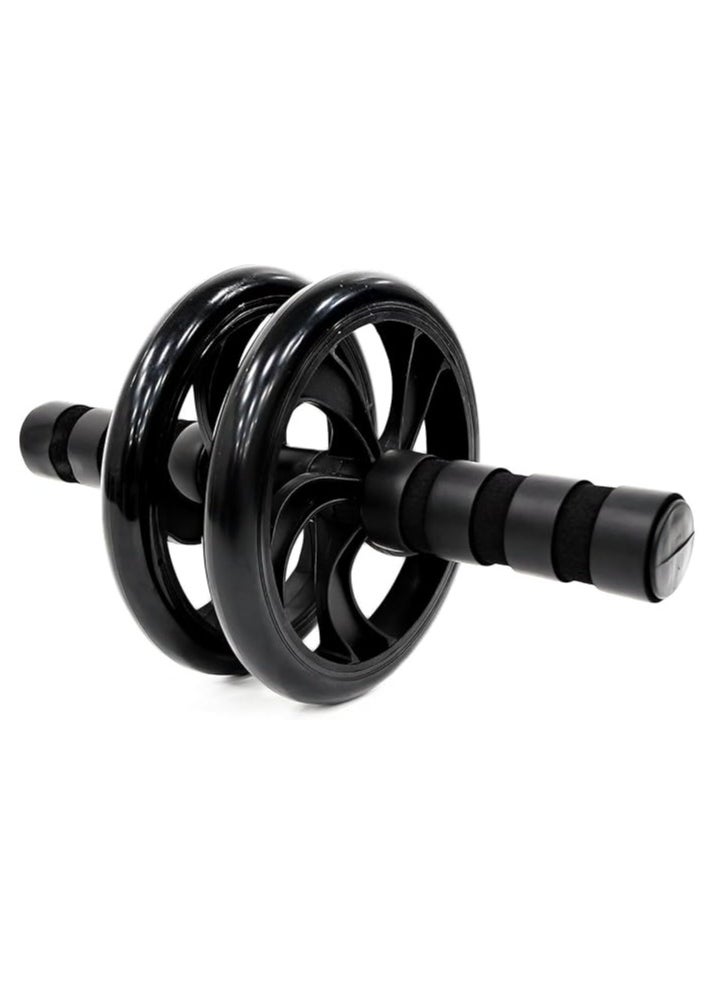 DXB GADGETS Ab Double Wheel Exercise Roller Black Core Strength Stability Trainer For Home Workouts Compact Portable Fitness Equipment  - Image 2