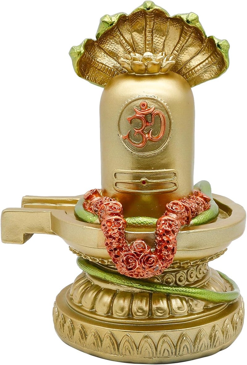 alikiki Hindu God Shiva Lingam Statue - Antique Gold - Image 1