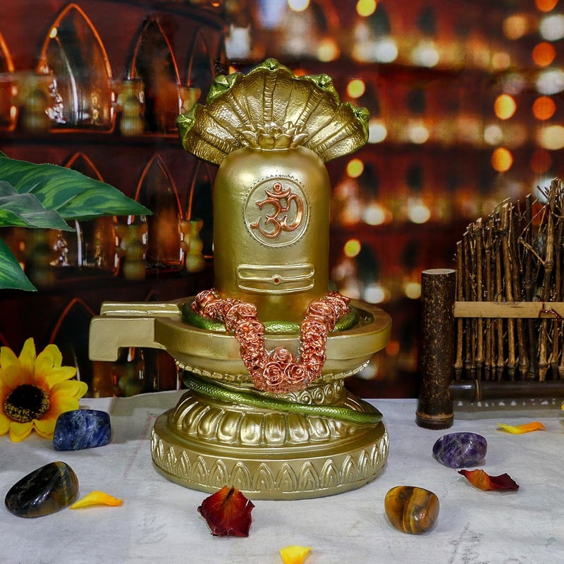 alikiki Hindu God Shiva Lingam Statue - Antique Gold - Image 2
