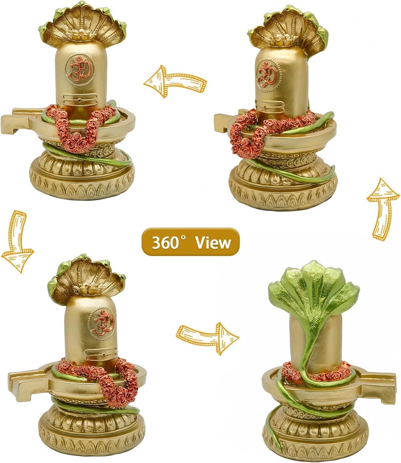 alikiki Hindu God Shiva Lingam Statue - Antique Gold - Image 3