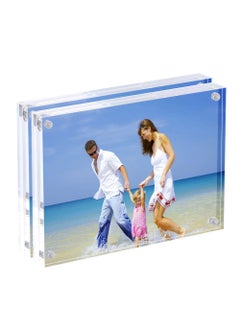 Maitri Maitri Clear Transparent Acrylic Picture Frame Magnetic Picture Frame Desktop Photo Frame With Magnet Double Sided Block Set Frameless Magnetic Photo Frame 5 X 7 Inch Pack of 2  - Image 1