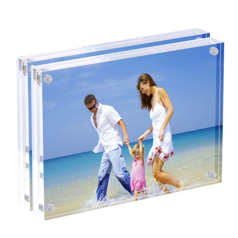 Maitri Clear Transparent Acrylic Picture Frame Magnetic Picture Frame Desktop Photo Frame With Magnet Double Sided Block Set Frameless Magnetic Photo Frame 5 X 7 Inch Pack of 2