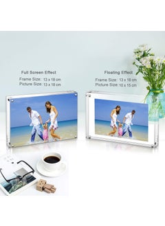 Maitri Maitri Clear Transparent Acrylic Picture Frame Magnetic Picture Frame Desktop Photo Frame With Magnet Double Sided Block Set Frameless Magnetic Photo Frame 5 X 7 Inch Pack of 2  - Image 3