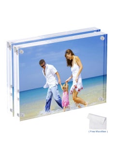 Maitri Maitri Clear Transparent Acrylic Picture Frame Magnetic Picture Frame Desktop Photo Frame With Magnet Double Sided Block Set Frameless Magnetic Photo Frame 5 X 7 Inch Pack of 2  - Image 2