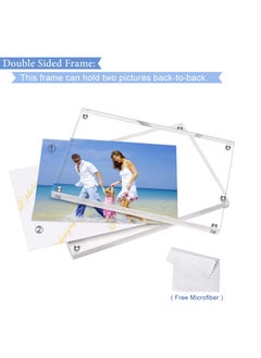 Maitri Maitri Clear Transparent Acrylic Picture Frame Magnetic Picture Frame Desktop Photo Frame With Magnet Double Sided Block Set Frameless Magnetic Photo Frame 5 X 7 Inch Pack of 2  - Image 4