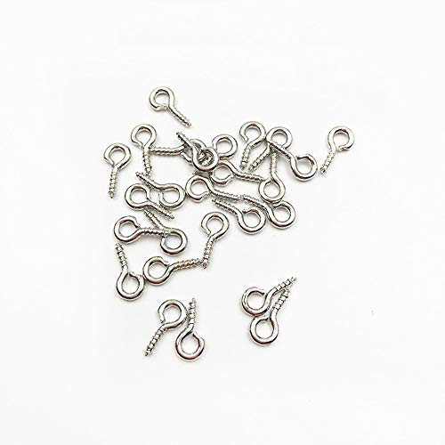 Ailifly Pack of 200,Multipurpose Alloy Eye Bolts Hook Screw Eye Nails Pin Bail for DIY Jewelry Making Accessaries (Silver, 4x8mm(S)) - Image 1