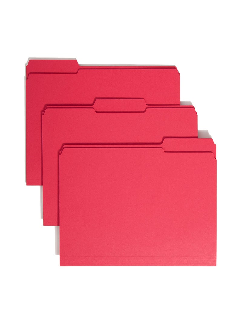 Smead File Folder, Reinforced 1/3-Cut Tab, Letter Size, Red, 100 per Box (12734) - Image 1