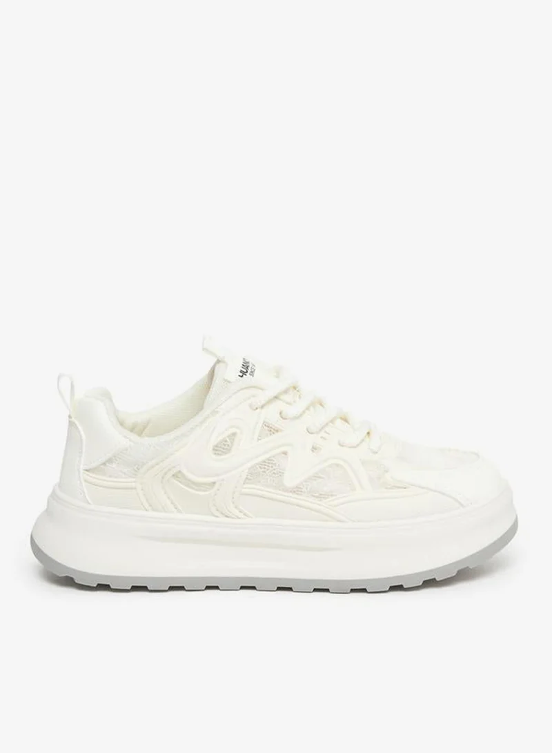 Styli Active Beige Chunky Lace Up Sneakers