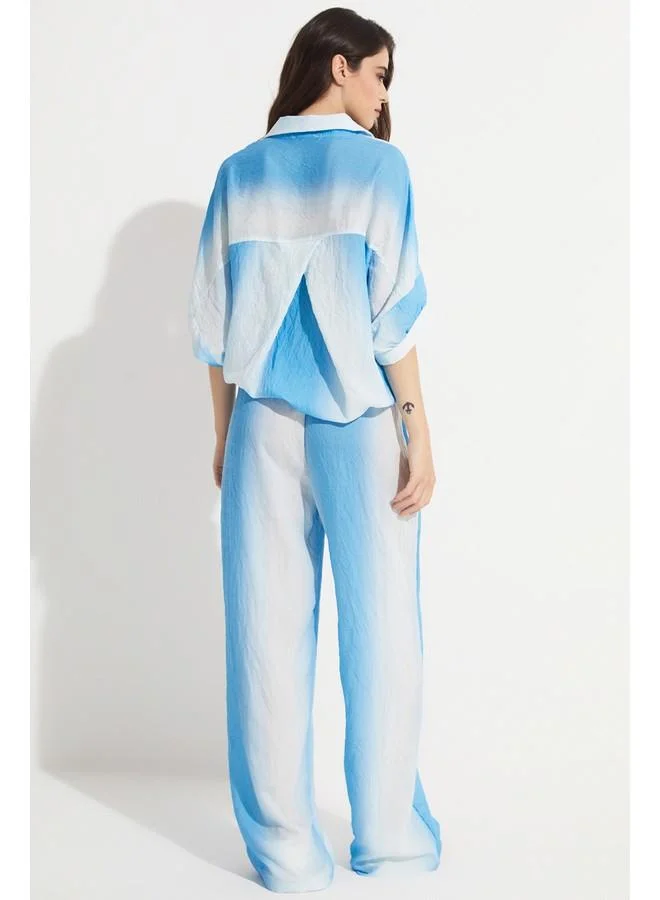 جون June Women Viscose Blend Shirt Trouser Set Blue