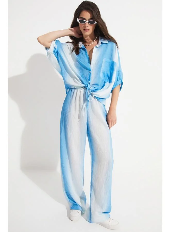جون June Women Viscose Blend Shirt Trouser Set Blue