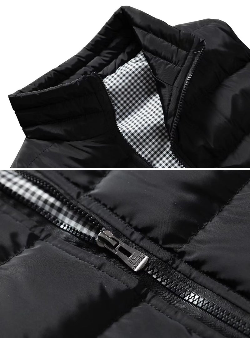 Vcansion Men's Outdoor Casual Stand Collar Vest Padded Jacket Coat Vest Army Green L - Image 5