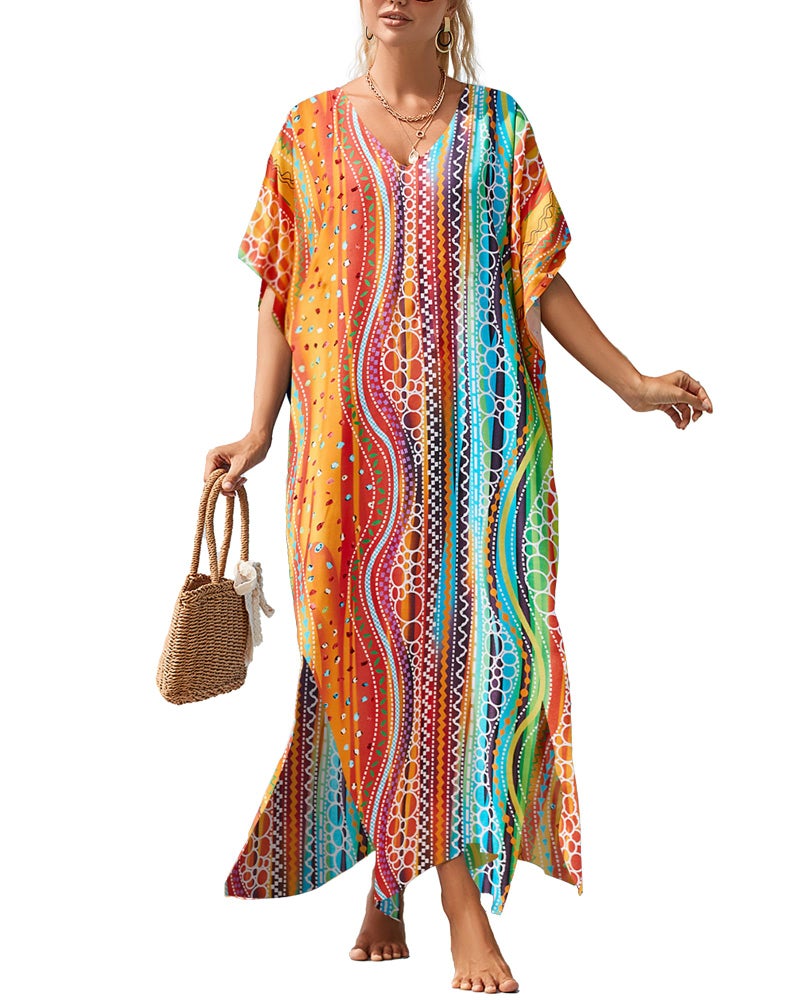 Bsubseach Kaftan Dresses For Women Petite Plus Size Caftan Swim Cover Up For Women Maxi Beach Dress - Image 1
