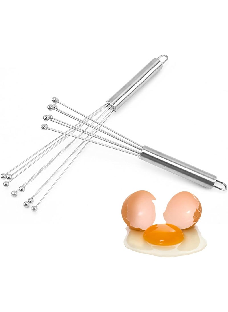 2 Pcs Hand Whisk Set, Stainless Steel Ball Whisk, Kitchen Balloon Whisk, Egg Beater Manual Mixer, for Cooking, Whisking, Blending, Beating, Stirring  - Image 1