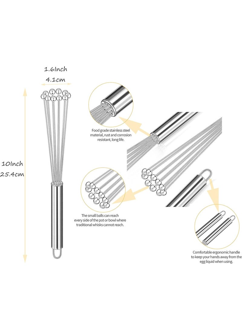 2 Pcs Hand Whisk Set, Stainless Steel Ball Whisk, Kitchen Balloon Whisk, Egg Beater Manual Mixer, for Cooking, Whisking, Blending, Beating, Stirring  - Image 4