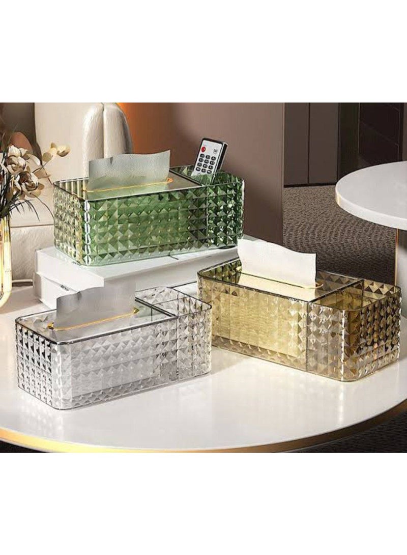 افخم و اشيك علبه مناديل كريستال مقسمه 3 خانات - Image 5