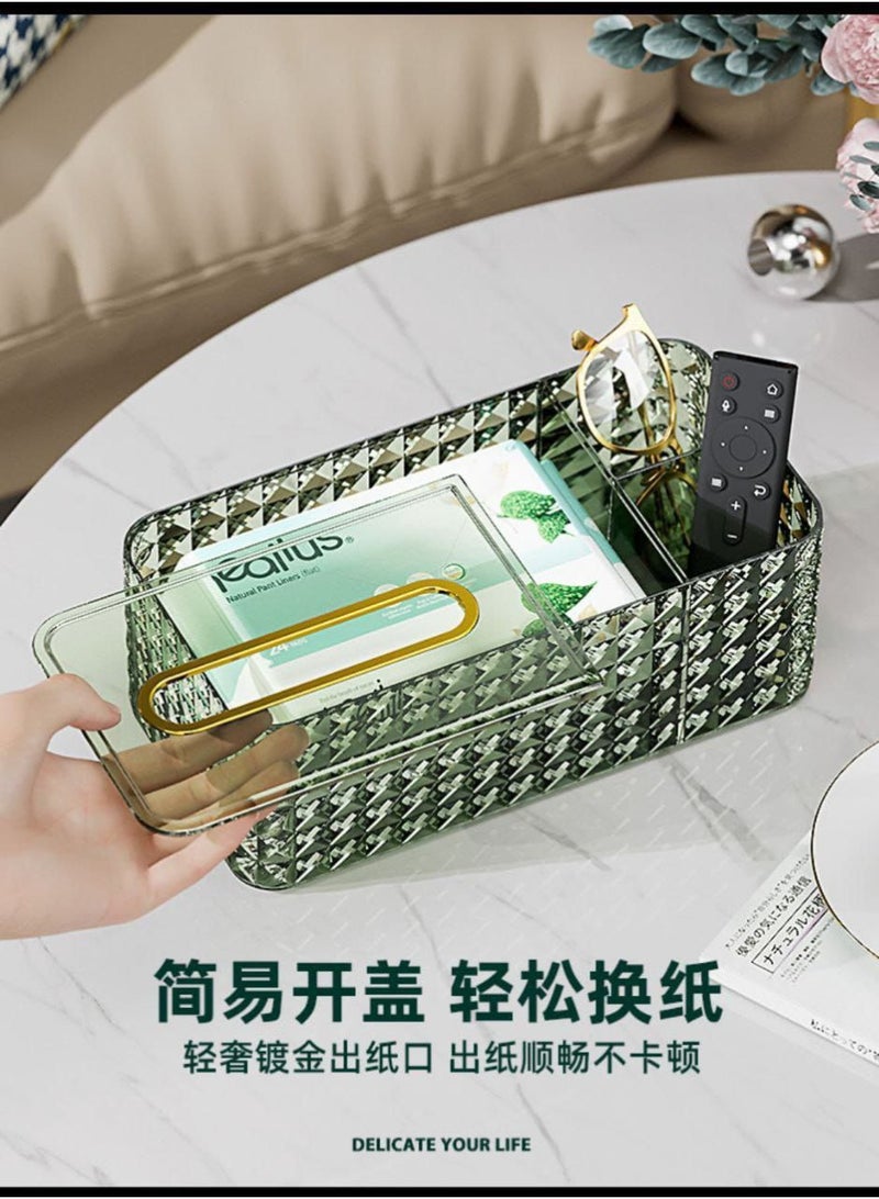 افخم و اشيك علبه مناديل كريستال مقسمه 3 خانات - Image 1