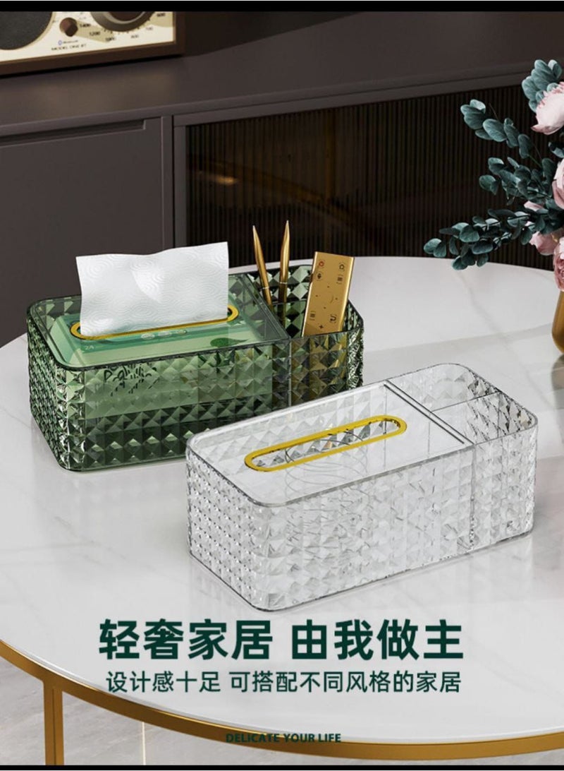 افخم و اشيك علبه مناديل كريستال مقسمه 3 خانات - Image 2