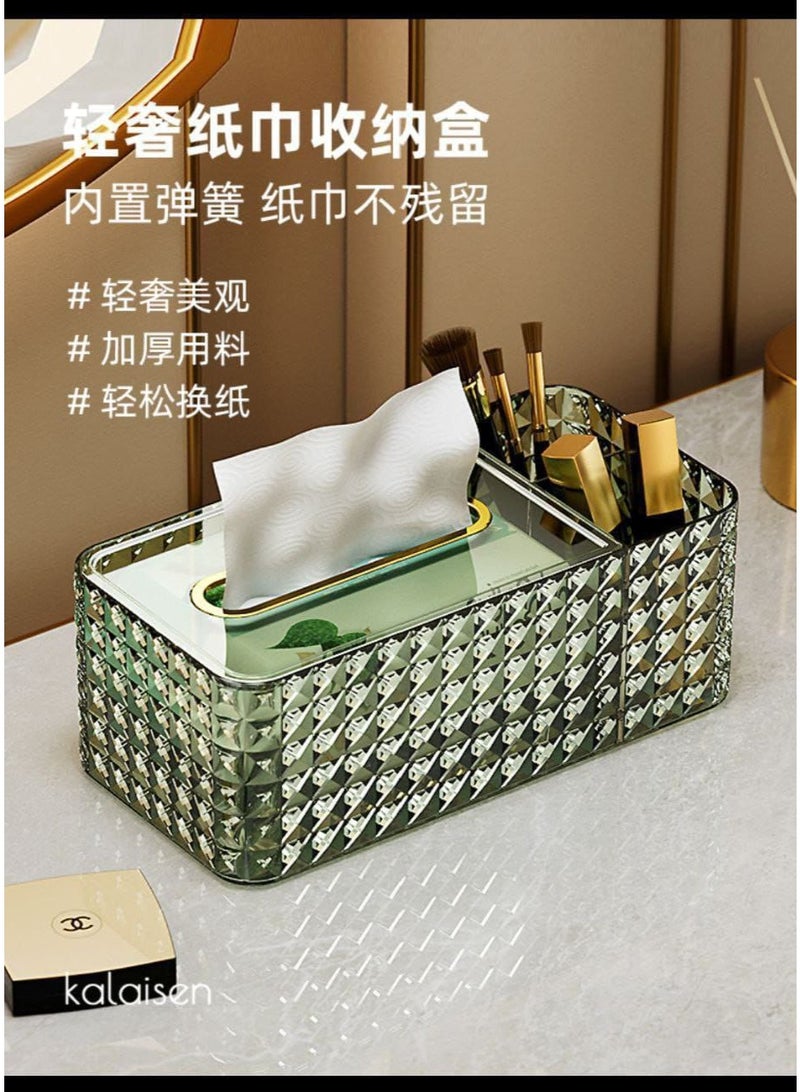 افخم و اشيك علبه مناديل كريستال مقسمه 3 خانات - Image 3