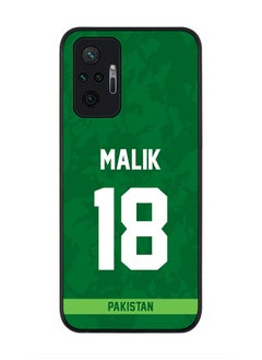 Rugged Black Edge Case for Redmi Note 10 Pro 4G, Slim fit Soft Case Flexible Rubber Edges Thin Cover - Player Name - Shoaib Malik, Jersey Number- 18