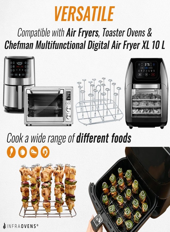 INFRAOVENS رفّ القلي الهوائي من إنفراوفينز لقلاية الهواء الرقمية متعددة الوظائف من شيفمان XL سعة 10 لترات، ملحقات من الفولاذ المقاوم للصدأ لحامل أسياخ القلي الهوائي RJ38-1 ورف شواء الأضلاع مع بطانة سيليكون. - Image 2