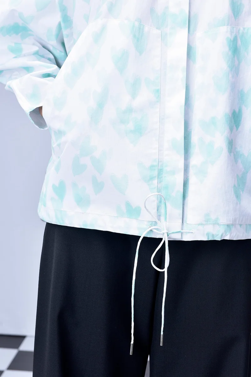 Genes Lecoanet Hemant Heart Print Oversized Shirt - Nile Green