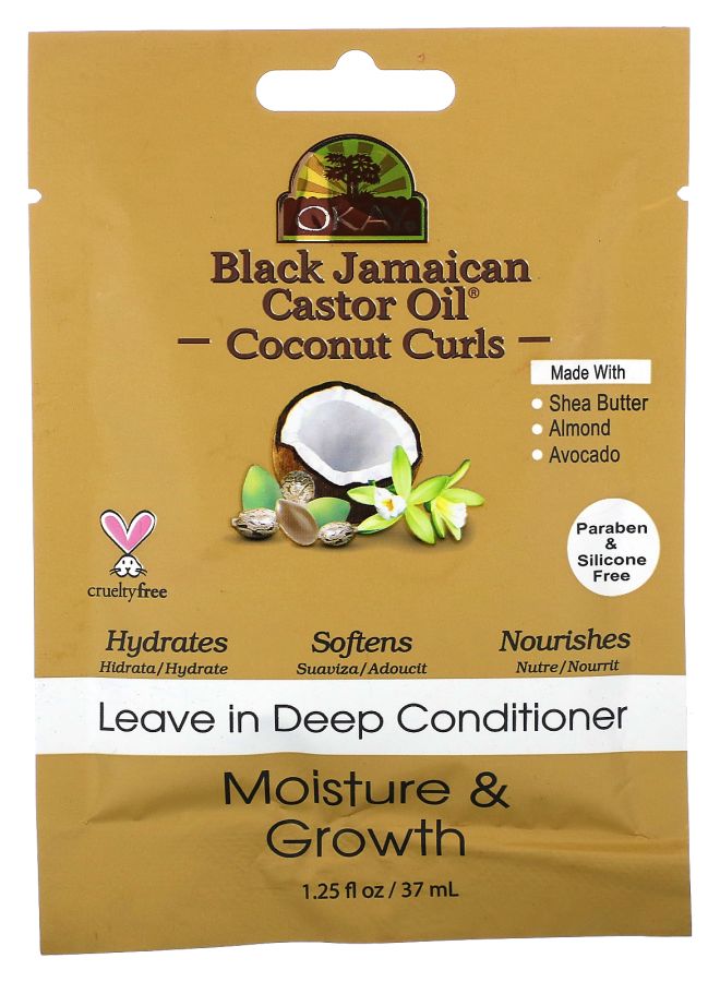 OKAY Black Jamaican Castor Oil Coconut Curls Leave in Deep Conditioner 1.25 fl oz (37 ml)