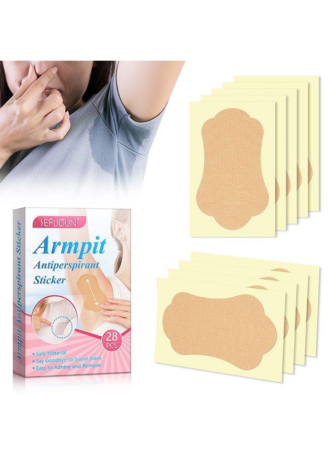 Sefudun 28 Pcs Armpit Antiperspirant Sticker for Women and Men Underarm Sweat Pads, Invisible Disposable Sweat-Absorbing Stickers, Anti-Underarm Odor and Odor Underarm Antiperspirant Stickers - Image 1