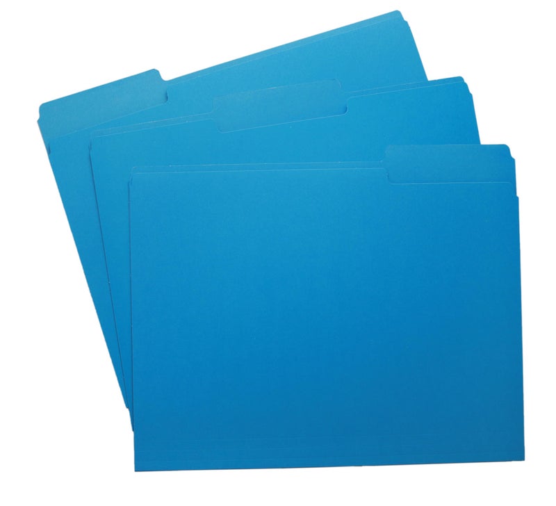 ACTIVITYYA Blue File Folders, 1/3-Cut Tabs, Letter Size, 12-Pack – Durable Office Filing Folders for Documents, Papers, and Organization - Image 1