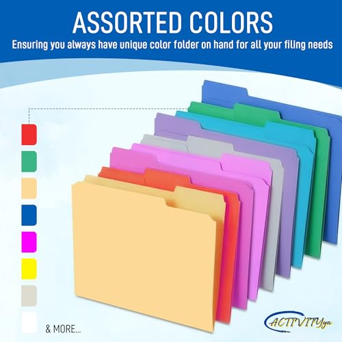ACTIVITYYA Blue File Folders, 1/3-Cut Tabs, Letter Size, 12-Pack – Durable Office Filing Folders for Documents, Papers, and Organization - Image 3