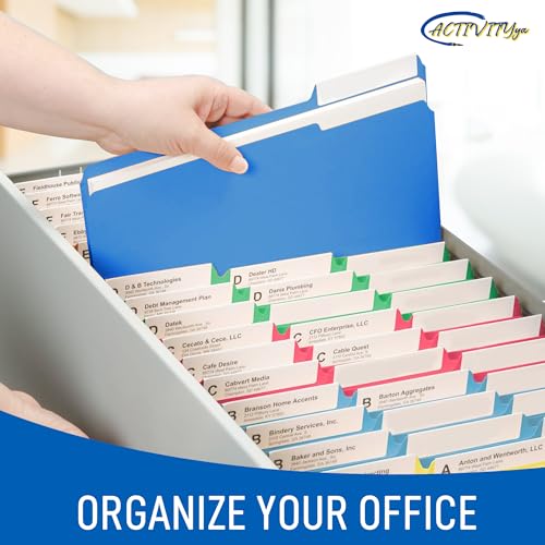 ACTIVITYYA Blue File Folders, 1/3-Cut Tabs, Letter Size, 12-Pack – Durable Office Filing Folders for Documents, Papers, and Organization - Image 4