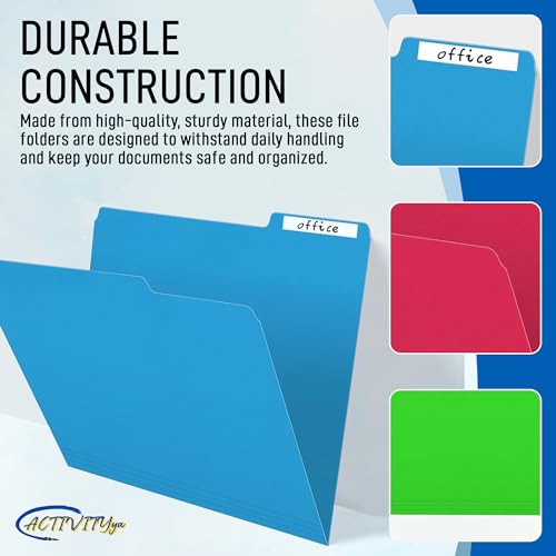 ACTIVITYYA Blue File Folders, 1/3-Cut Tabs, Letter Size, 12-Pack – Durable Office Filing Folders for Documents, Papers, and Organization - Image 5