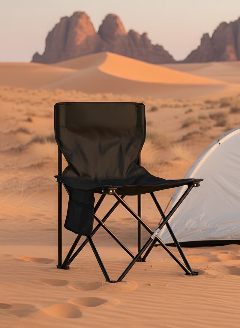 Taimi 3-Piece Camping Set - Camping Table and 2 Chairs with Carrying Bag, Folding Table 60x51x53cm, with 2 Folding Chairs with Steel Frame and Side Pocket - Black - Image 2