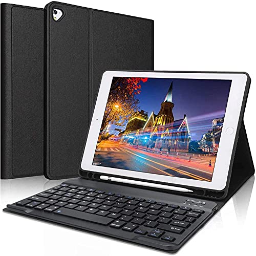 Microware Bluetooth Keyboard Case 9.7 inch, Compatible with iPad 6th Generation, iPad 5th Generation, iPad Pro 9.7 inch, iPad Air 2,iPad Air, Protective Folio Cover with Wireless Bluetooth Keyboard -Black - Image 1