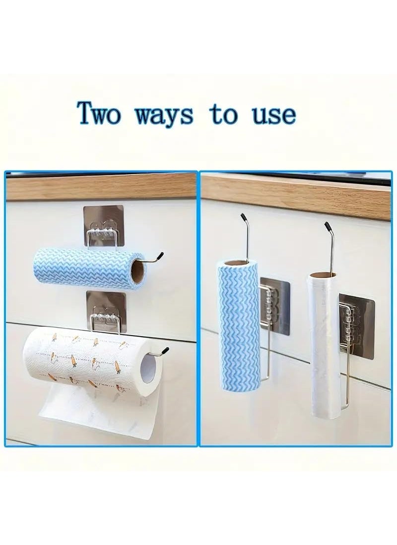 PURCHASE ZONE PURCHASE ZONE 2pc Kitchen Towel Hook Self Adhesive Easy Install Towel Storage Holder Wall Mounted Paper Towel Holder Stainless Steel Hanging Rack Kitchen Organizers and Storage 2 Pack  - Image 5