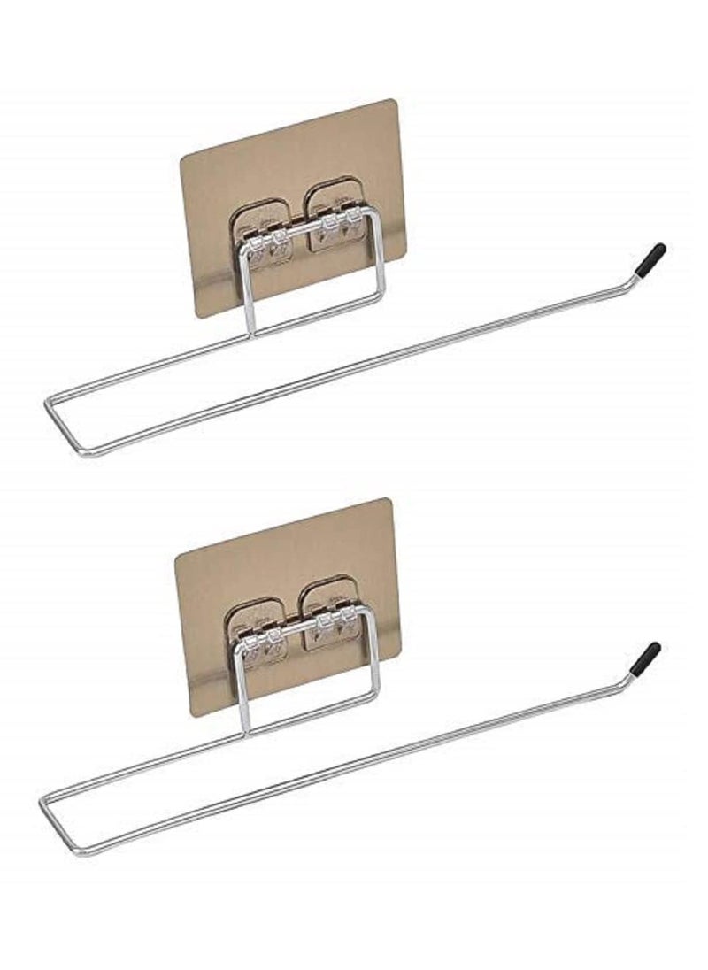 PURCHASE ZONE PURCHASE ZONE 2pc Kitchen Towel Hook Self Adhesive Easy Install Towel Storage Holder Wall Mounted Paper Towel Holder Stainless Steel Hanging Rack Kitchen Organizers and Storage 2 Pack  - Image 1
