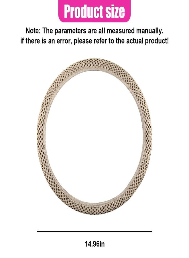 UHANBUT Elastic Stretch Steering Wheel Cover, Anti-Slip 15 inch Microfiber Odorless Breathable Ice Silk Car Steering Wheel Protector, Easy Carry, Warm in Winter & Cool in Summer (Beige) - Image 2