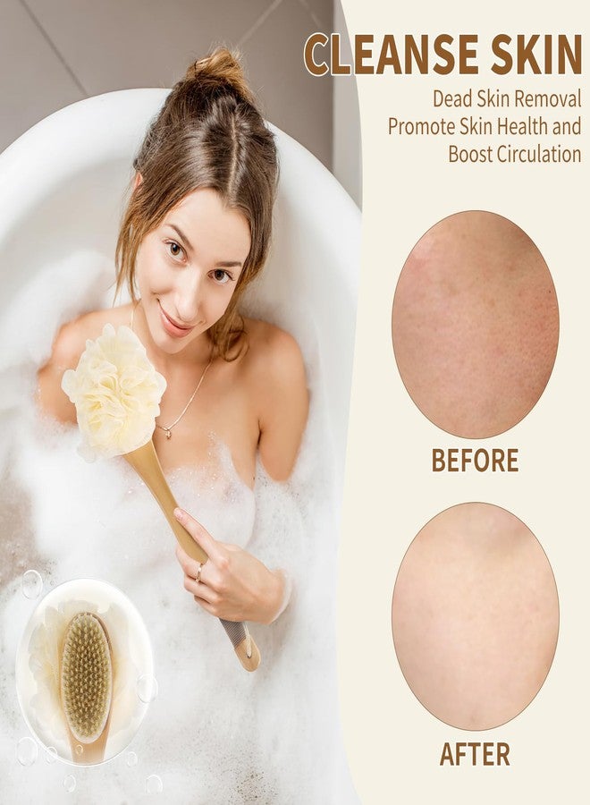 DEBETOOL Shower Loofah with Handle - Wooden Long Handle Shower Body Brush with Loofah for Exfoliating, Natural Loofah Back Scrubber for Women and Men - Image 5