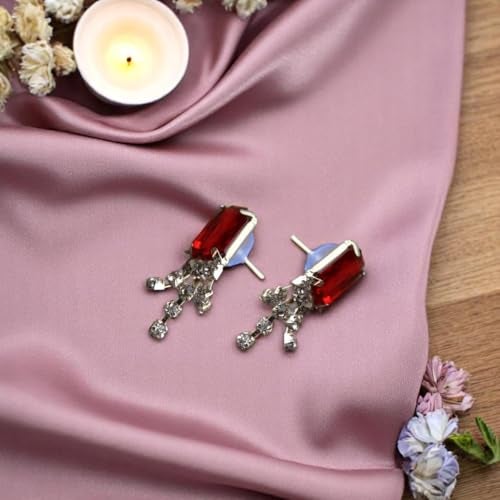 ACCESSHER Silver Plated Red Stone Necklace | Latest Stylish Pendent for wedding, party, special occasions for Women & Girls (Ruby Red) - Image 4