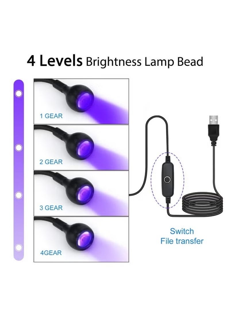 Nail Lamp LED, Nail Manicure Dryer Curing Light, With Black Gooseneck and Clamp for Gel Nails (Black/Purple) - Image 4