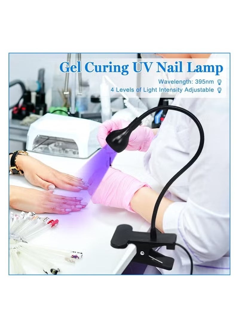 Nail Lamp LED, Nail Manicure Dryer Curing Light, With Black Gooseneck and Clamp for Gel Nails (Black/Purple) - Image 3