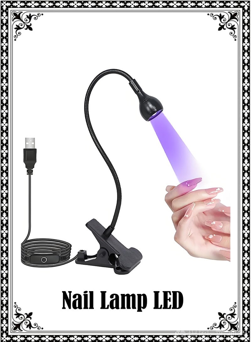 Nail Lamp LED, Nail Manicure Dryer Curing Light, With Black Gooseneck and Clamp for Gel Nails (Black/Purple) - Image 1