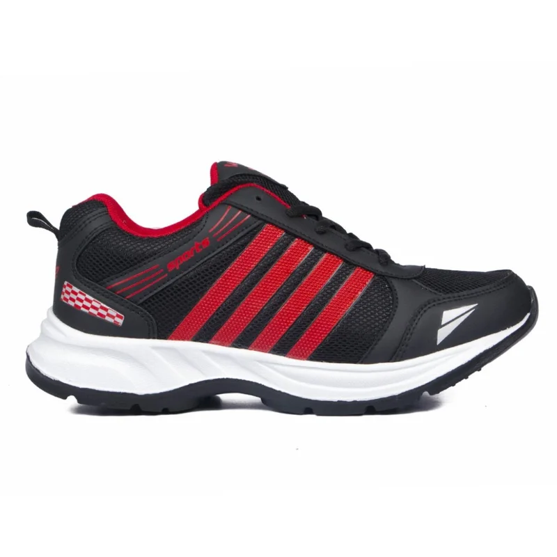 Asian Men's Black and Red Sports Sneakers