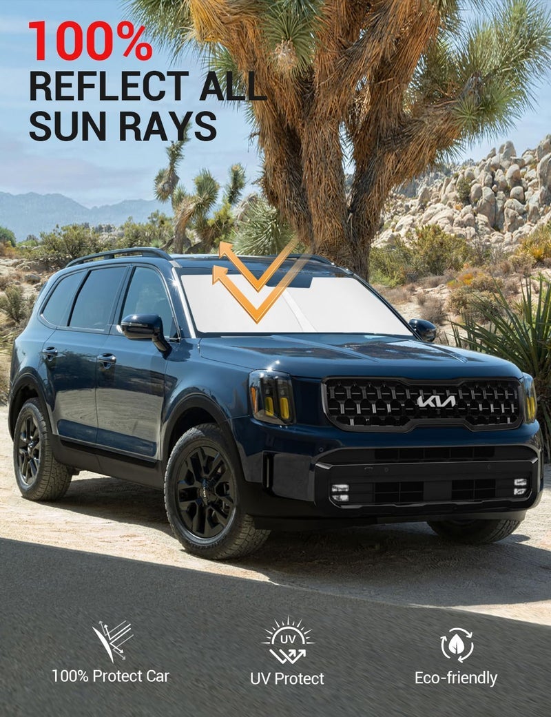 Proadsy 2025 Upgrade Front Windshield Sun Shade Foldable Sunshade Protector Custom Fit 2025 2024 2023 2022 2021 2020 Kia Telluride Accessories - Image 2