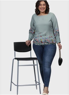 Instafab Plus Floral Print Blouse  - Image 4