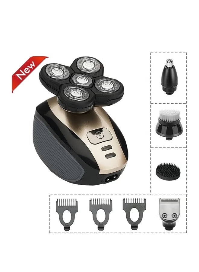 ماكينة حلاقة للصلع للرجال - ترقية ماكينة حلاقة الرأس الكهربائية 5 في 1 للرجال الصلع، ماكينة حلاقة لاسلكية مقاومة للماء بنسبة 100%، حلاقة رطبة/جافة، 5 رؤوس مزدوجة المسارات، التقاط الشعر بدون فوضى - Image 1